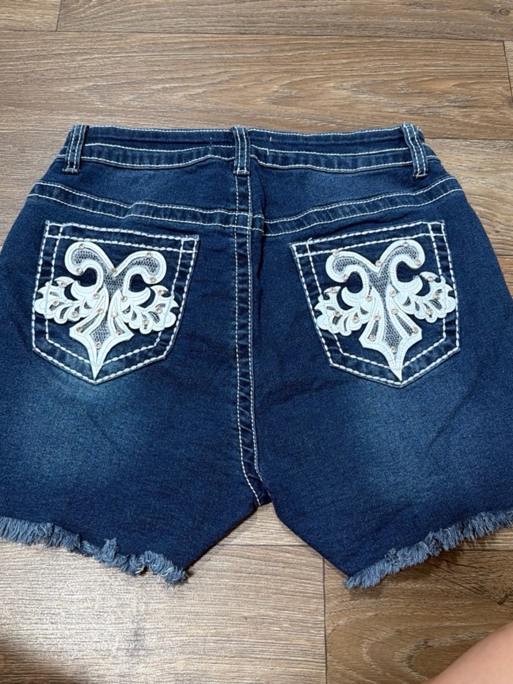 BAMBOO Blue Denim Shorts with Contrast Stitching Size: 9